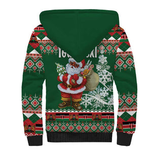 Personalized Afro Kenya Christmas Sherpa Hoodie African Santa -  Folk Pattern