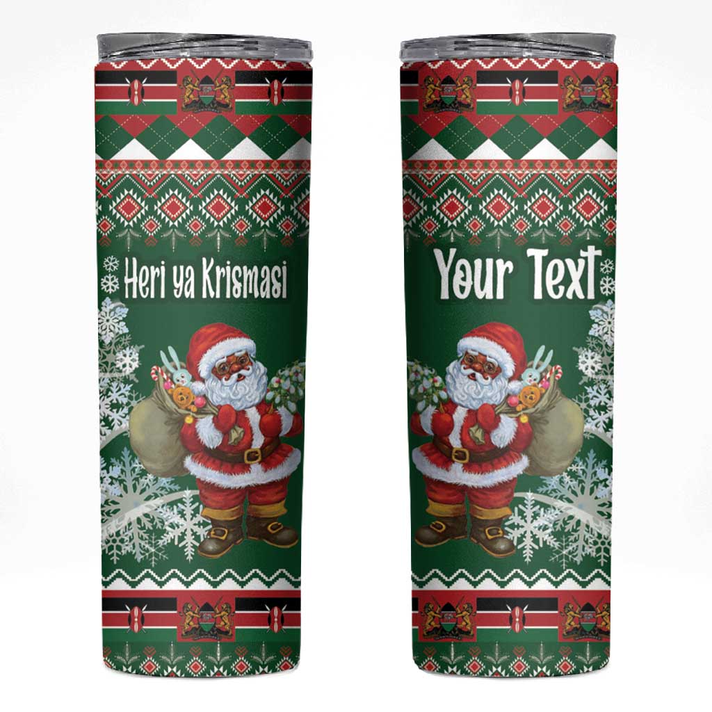 Personalized Afro Kenya Christmas Skinny Tumbler African Santa -  Folk Pattern