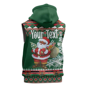 Personalized Afro Kenya Christmas Sleeveless Zip Hoodie African Santa -  Folk Pattern - African Pride