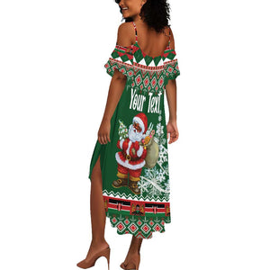 Personalized Afro Kenya Christmas Summer Maxi Dress African Santa -  Folk Pattern