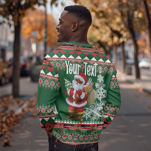 Personalized Afro Kenya Christmas Sweatshirt African Santa -  Folk Pattern