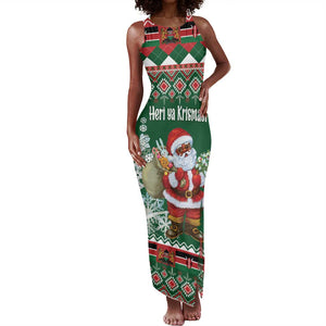 Personalized Afro Kenya Christmas Tank Maxi Dress African Santa -  Folk Pattern