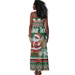 Personalized Afro Kenya Christmas Tank Maxi Dress African Santa -  Folk Pattern