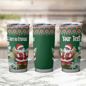 Personalized Afro Kenya Christmas Tumbler Cup African Santa -  Folk Pattern