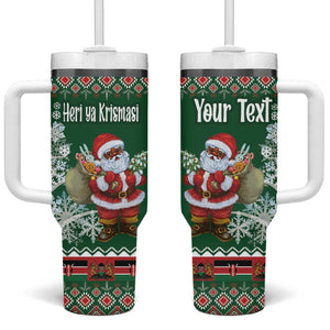 Personalized Afro Kenya Christmas Tumbler With Handle African Santa -  Folk Pattern