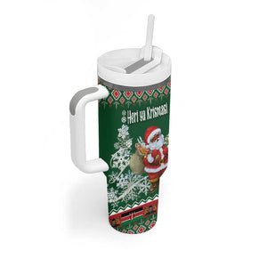 Personalized Afro Kenya Christmas Tumbler With Handle African Santa -  Folk Pattern