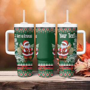 Personalized Afro Kenya Christmas Tumbler With Handle African Santa -  Folk Pattern