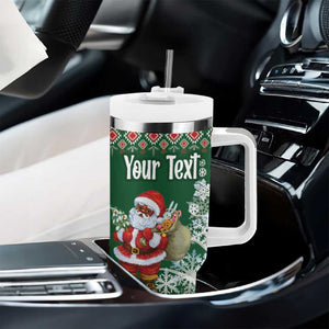 Personalized Afro Kenya Christmas Tumbler With Handle African Santa -  Folk Pattern