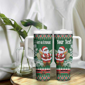 Personalized Afro Kenya Christmas Tumbler With Handle African Santa -  Folk Pattern