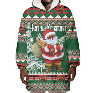 Personalized Afro Kenya Christmas Wearable Blanket Hoodie African Santa -  Folk Pattern