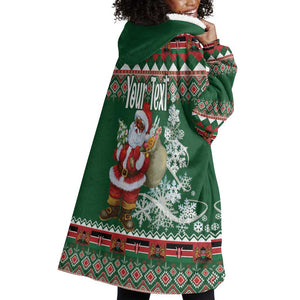 Personalized Afro Kenya Christmas Wearable Blanket Hoodie African Santa -  Folk Pattern