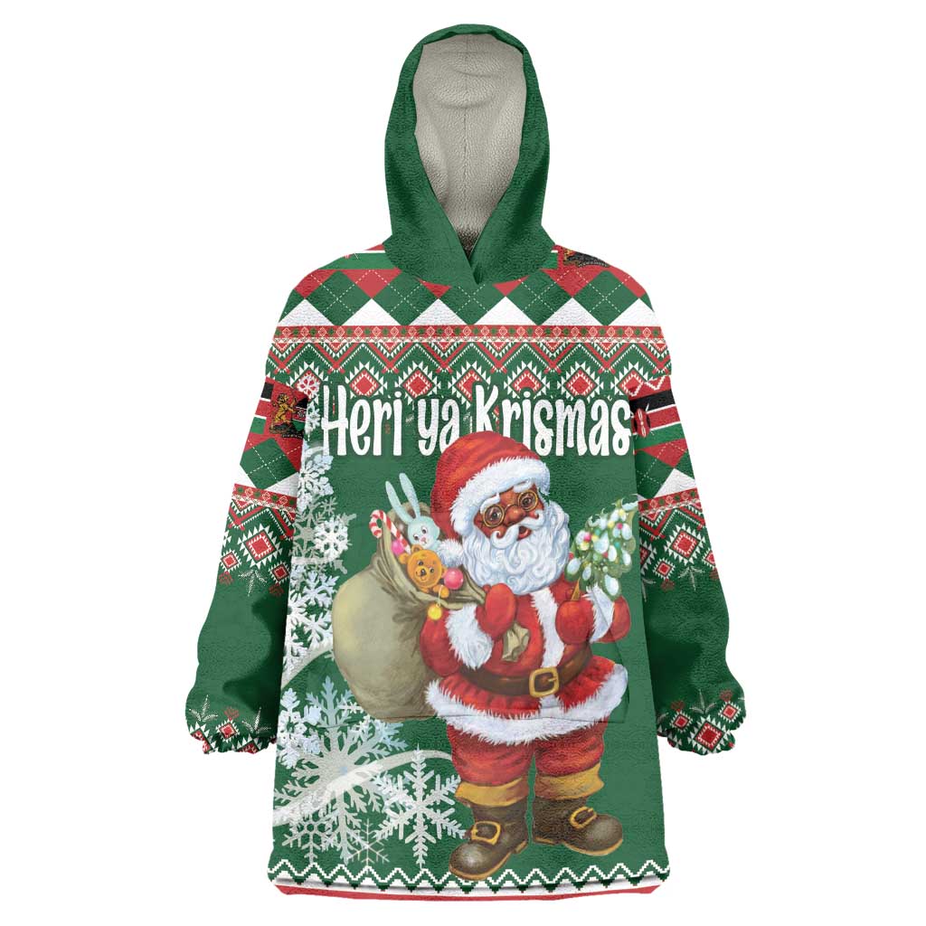 Personalized Afro Kenya Christmas Wearable Blanket Hoodie African Santa -  Folk Pattern