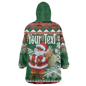 Personalized Afro Kenya Christmas Wearable Blanket Hoodie African Santa -  Folk Pattern