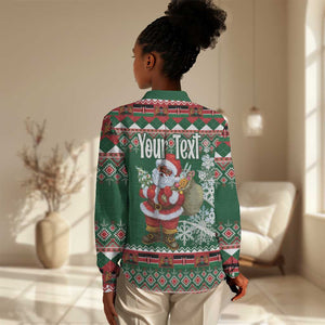 Personalized Afro Kenya Christmas Women Casual Shirt African Santa -  Folk Pattern