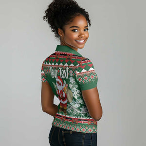 Personalized Afro Kenya Christmas Women Polo Shirt African Santa -  Folk Pattern