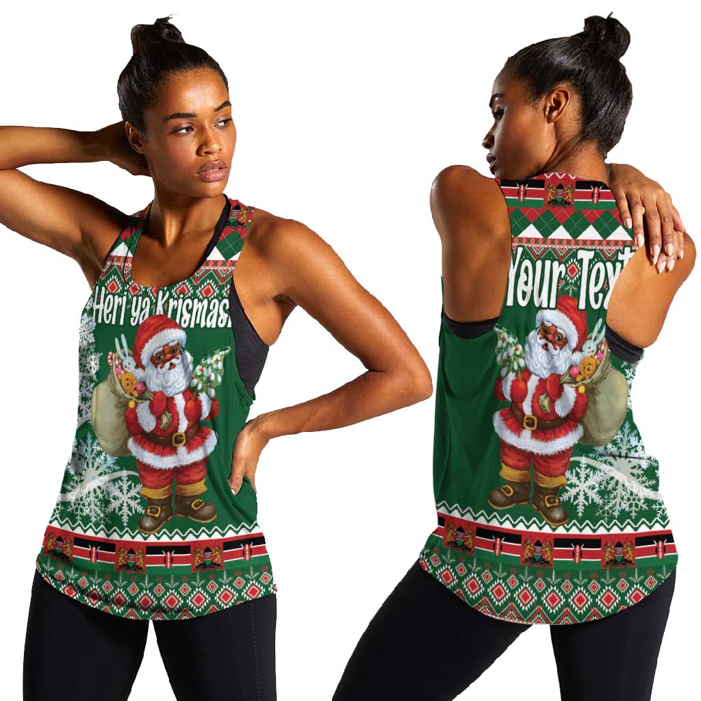 Personalized Afro Kenya Christmas Women Racerback Tank African Santa -  Folk Pattern