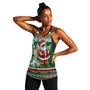 Personalized Afro Kenya Christmas Women Racerback Tank African Santa -  Folk Pattern