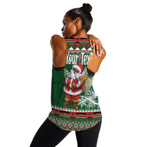 Personalized Afro Kenya Christmas Women Racerback Tank African Santa -  Folk Pattern