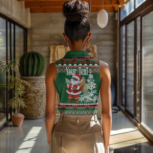 Personalized Afro Kenya Christmas Women Sleeveless Polo Shirt African Santa -  Folk Pattern