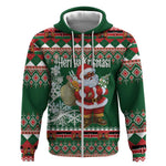 Personalized Afro Kenya Christmas Zip Hoodie African Santa -  Folk Pattern