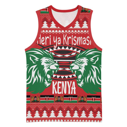 Afro Kenya Christmas Basketball Jersey Head Lion - Heri ya Krismasi LT18