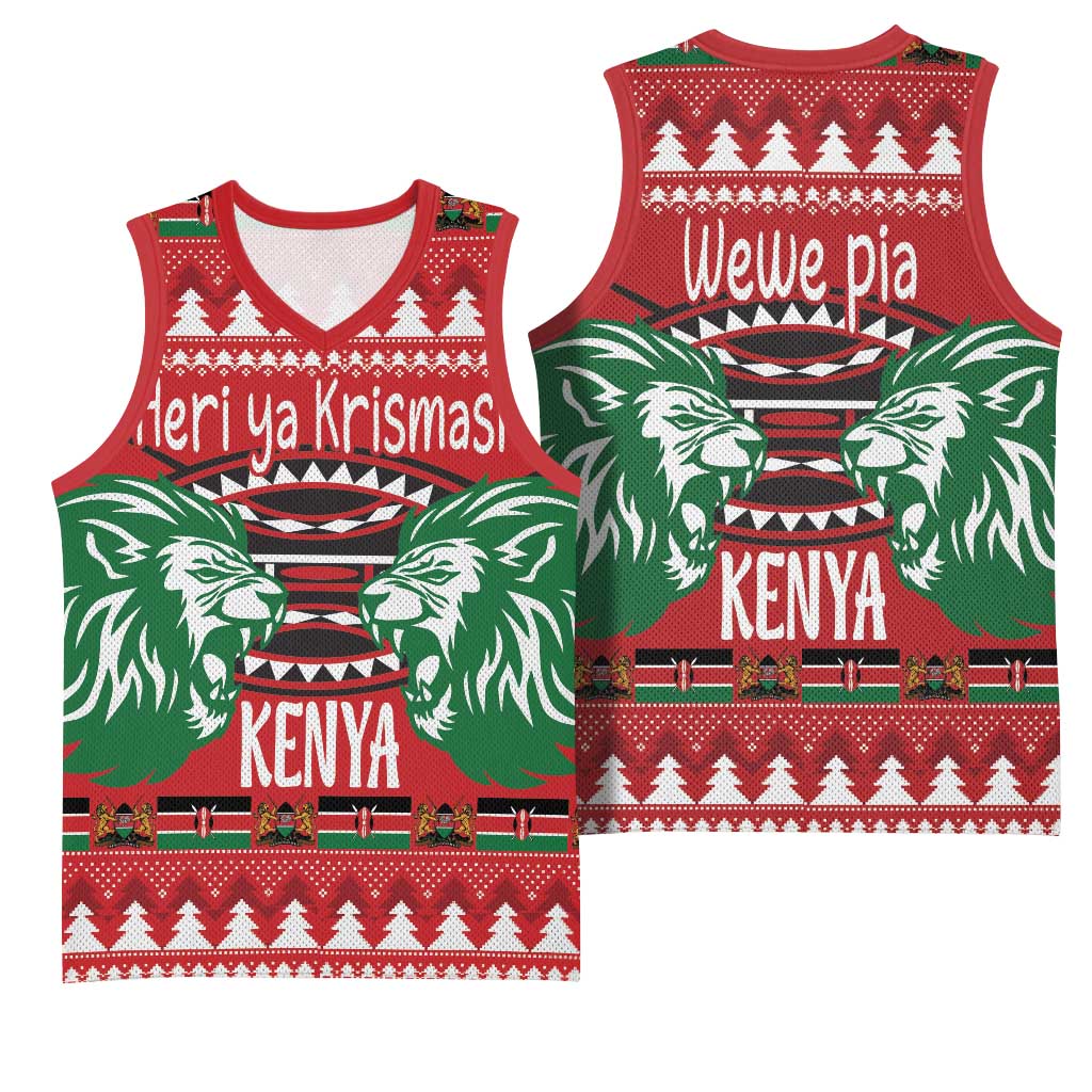 Afro Kenya Christmas Basketball Jersey Head Lion - Heri ya Krismasi LT18