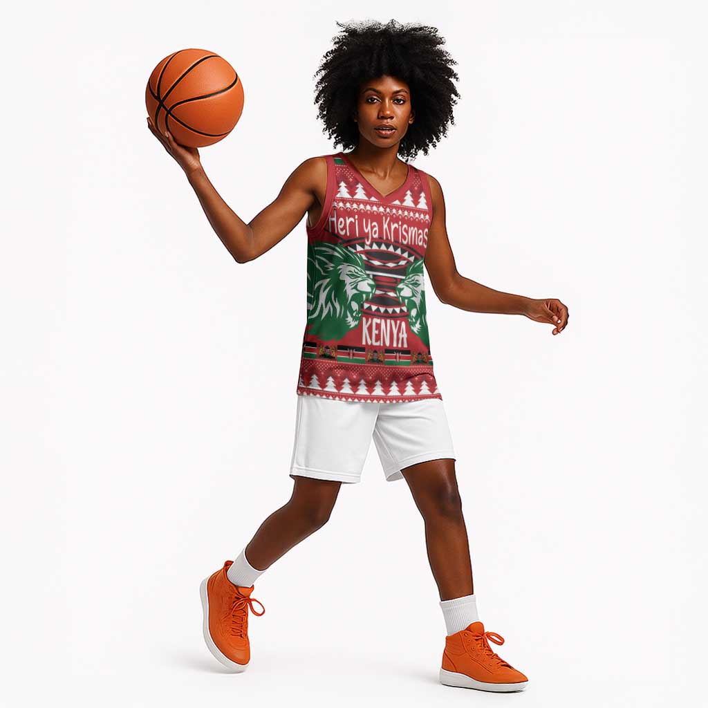 Afro Kenya Christmas Basketball Jersey Head Lion - Heri ya Krismasi LT18