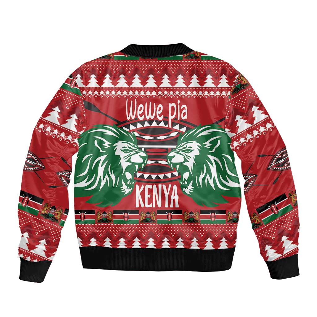 Afro Kenya Christmas Bomber Jacket Head Lion - Heri ya Krismasi