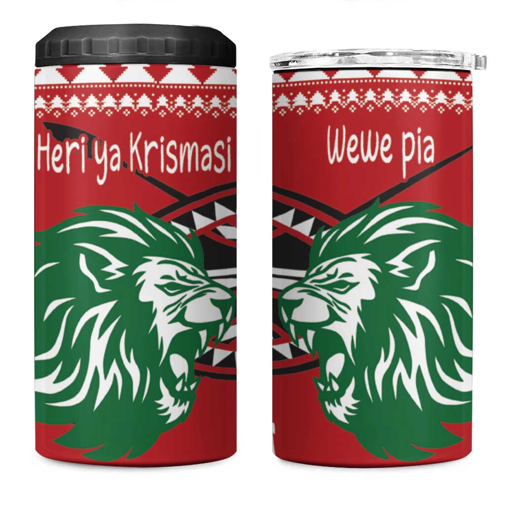 Afro Kenya Christmas 4 in 1 Can Cooler Tumbler Head Lion - Heri ya Krismasi