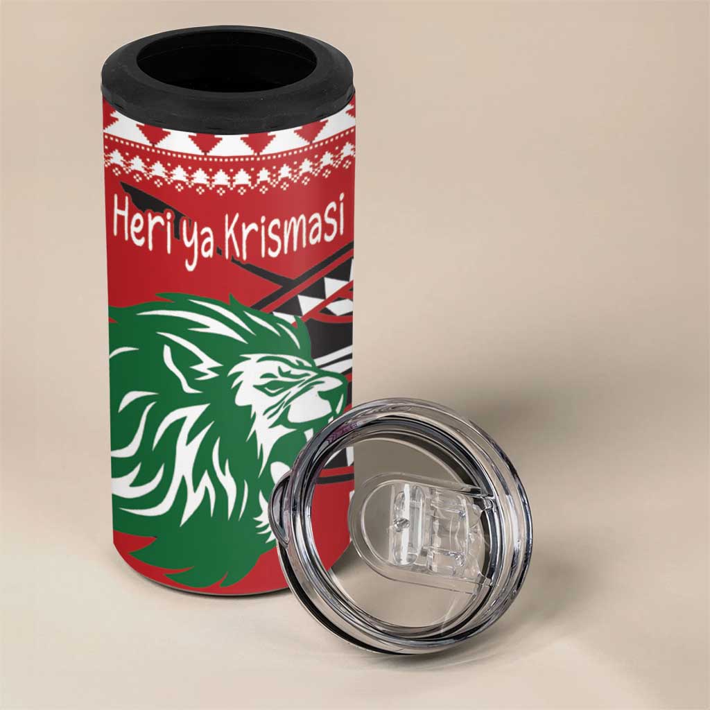 Afro Kenya Christmas 4 in 1 Can Cooler Tumbler Head Lion - Heri ya Krismasi