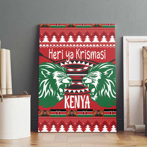 Afro Kenya Christmas Canvas Wall Art Head Lion - Heri ya Krismasi