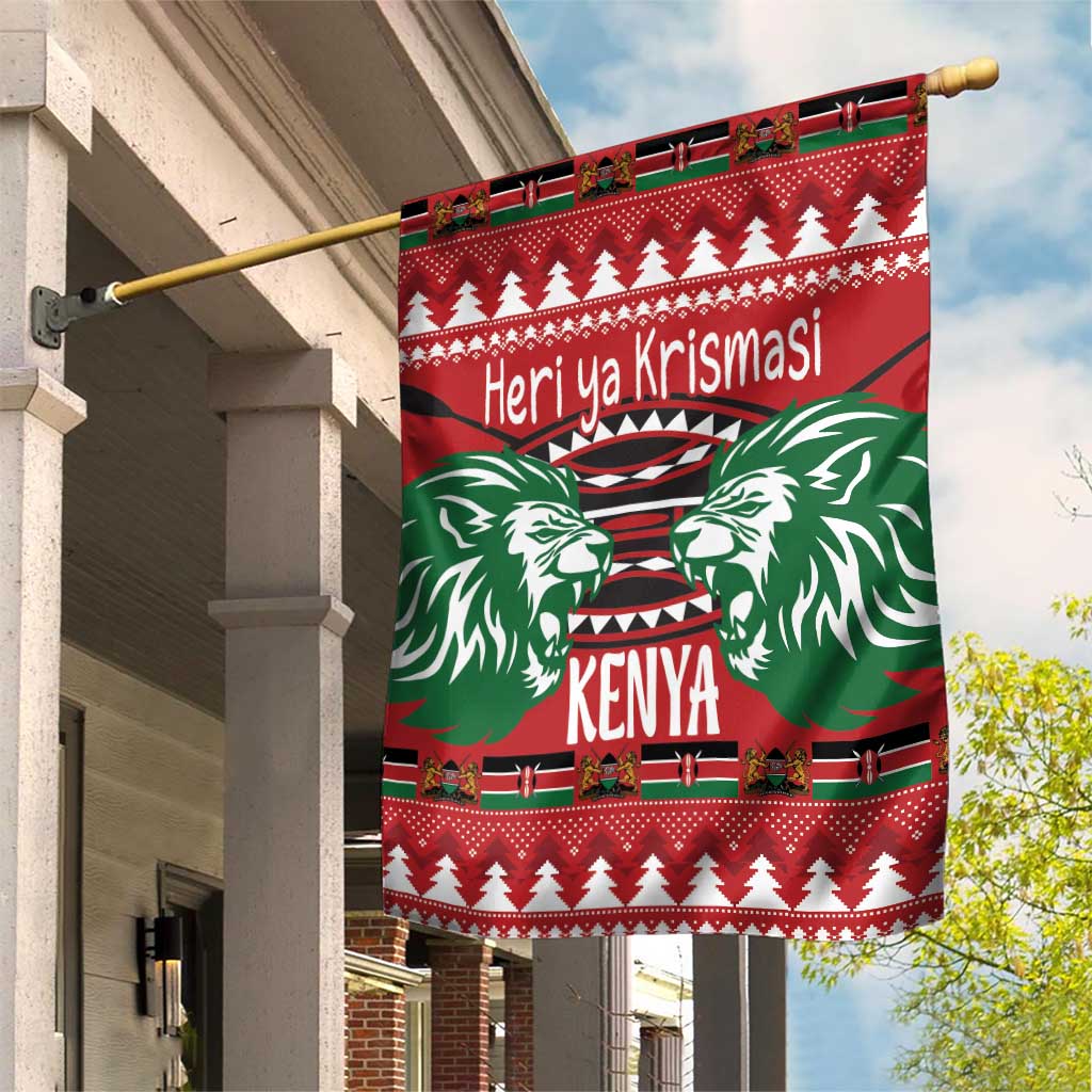 Afro Kenya Christmas Garden Flag Head Lion - Heri ya Krismasi