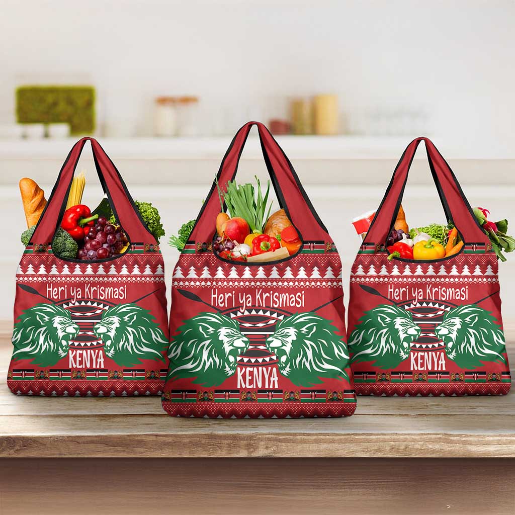Afro Kenya Christmas Grocery Bag Head Lion - Heri ya Krismasi