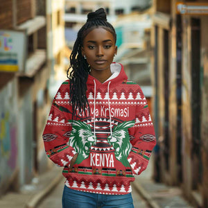 Afro Kenya Christmas Hoodie Head Lion - Heri ya Krismasi