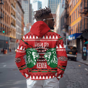 Afro Kenya Christmas Hoodie Head Lion - Heri ya Krismasi