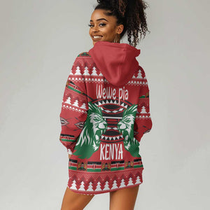 Afro Kenya Christmas Hoodie Dress Head Lion - Heri ya Krismasi