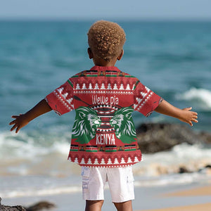 Afro Kenya Christmas Kid Hawaiian Shirt Head Lion - Heri ya Krismasi