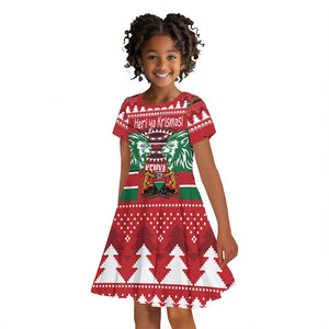 Afro Kenya Christmas Kid Short Sleeve Dress Head Lion - Heri ya Krismasi