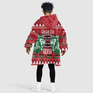 Afro Kenya Christmas Kid Wearable Blanket Hoodie Head Lion - Heri ya Krismasi