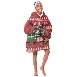 Afro Kenya Christmas Kid Wearable Blanket Hoodie Head Lion - Heri ya Krismasi