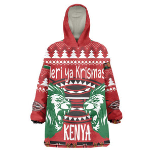 Afro Kenya Christmas Kid Wearable Blanket Hoodie Head Lion - Heri ya Krismasi