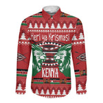 Afro Kenya Christmas Long Sleeve Button Shirt Head Lion - Heri ya Krismasi