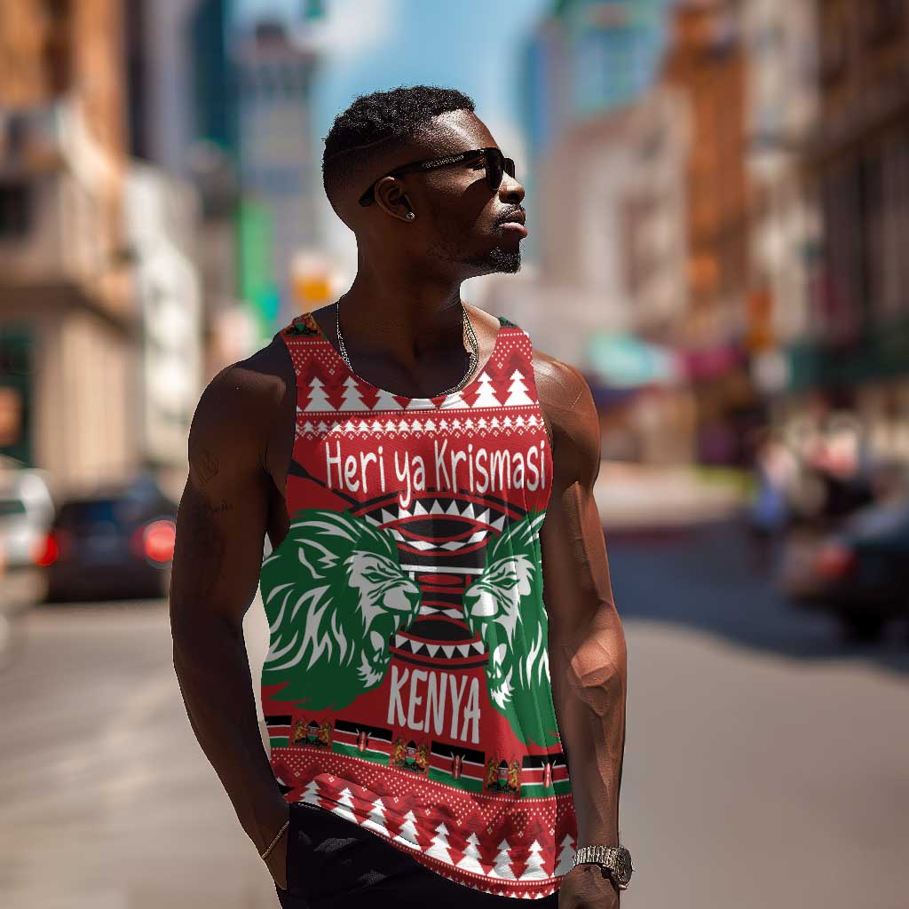 Afro Kenya Christmas Men Tank Top Head Lion - Heri ya Krismasi