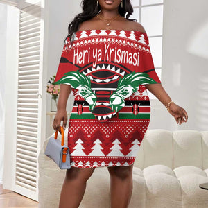 Afro Kenya Christmas Off Shoulder Short Dress Head Lion - Heri ya Krismasi