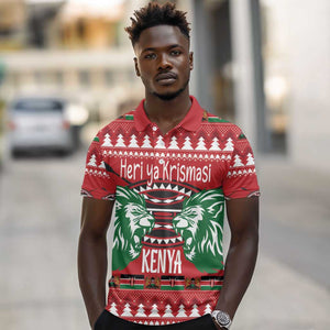 Afro Kenya Christmas Polo Shirt Head Lion - Heri ya Krismasi