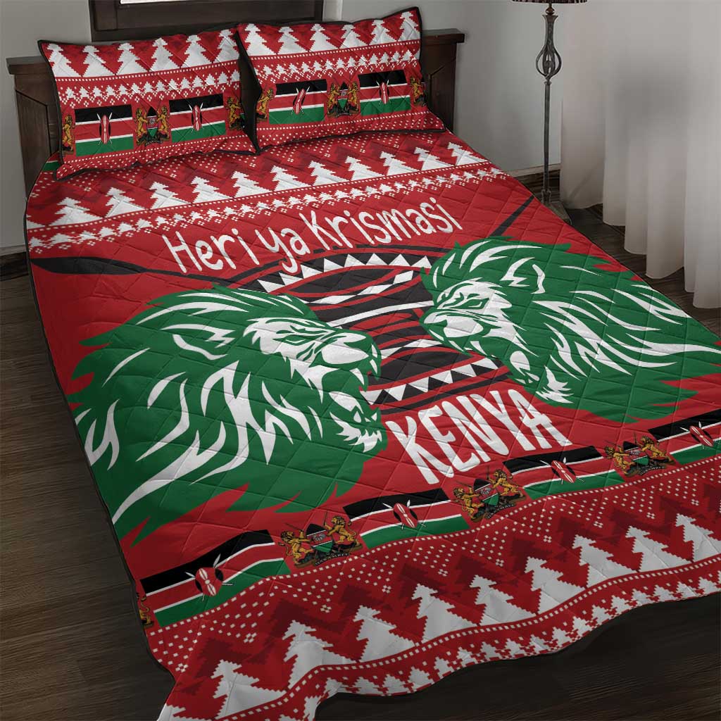 Afro Kenya Christmas Quilt Bed Set Head Lion - Heri ya Krismasi