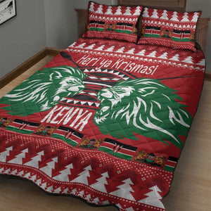 Afro Kenya Christmas Quilt Bed Set Head Lion - Heri ya Krismasi