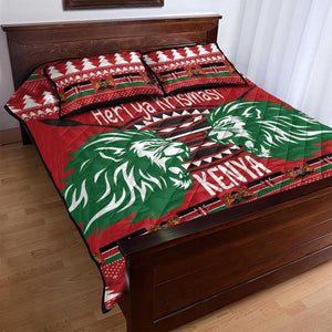 Afro Kenya Christmas Quilt Bed Set Head Lion - Heri ya Krismasi