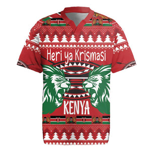 Afro Kenya Christmas Rugby Jersey Head Lion - Heri ya Krismasi