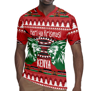 Afro Kenya Christmas Rugby Jersey Head Lion - Heri ya Krismasi